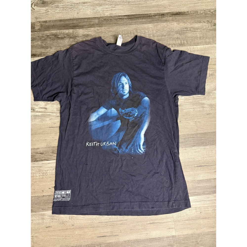 Keith Urban Graphic T-Shirt Black Blue Portrait Made in Monkeyville Small
